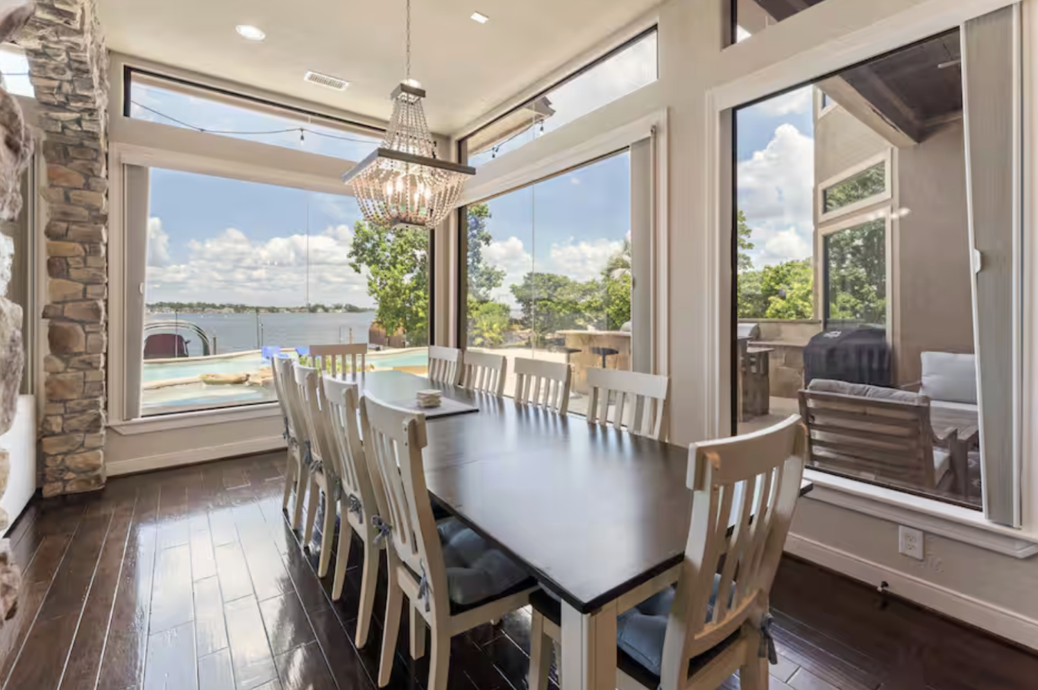 Long dining table set for a group